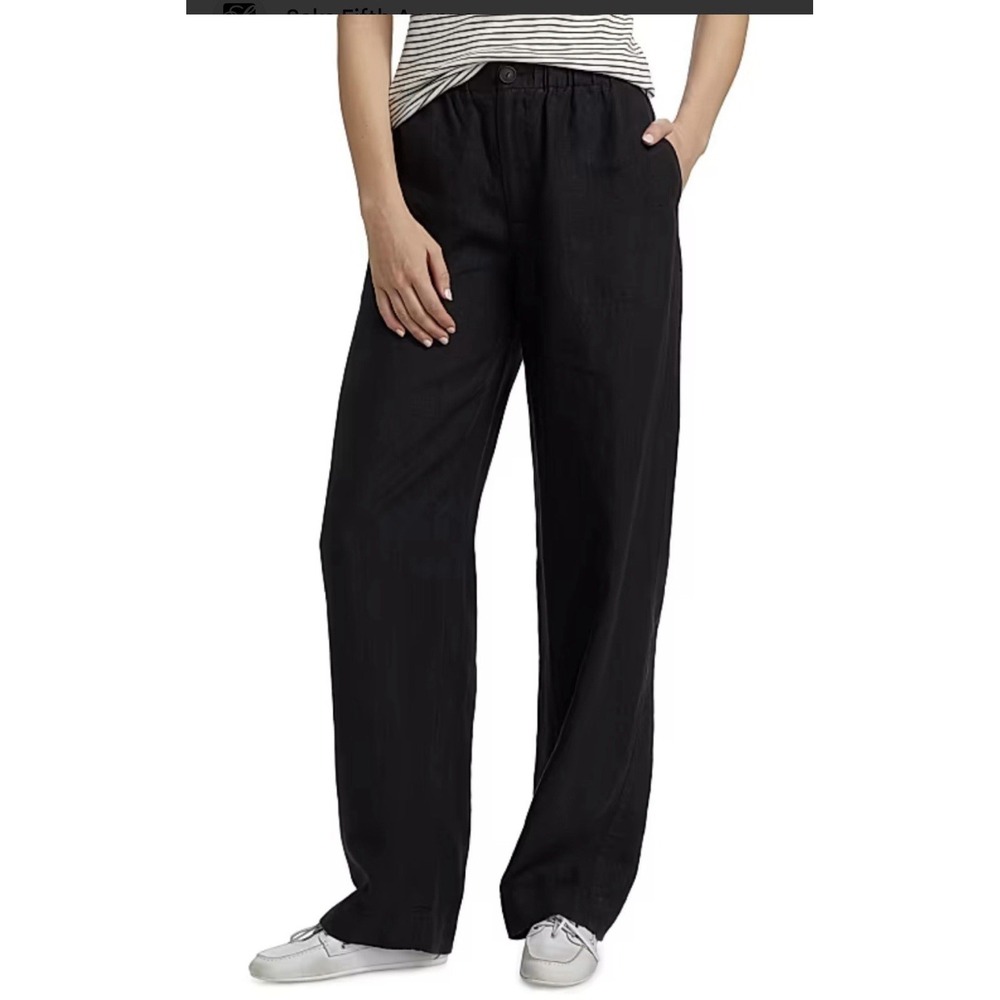 Vince Utility Hemp Wide Leg Pants Sz 2 Black Lagenlook Beach Coastal